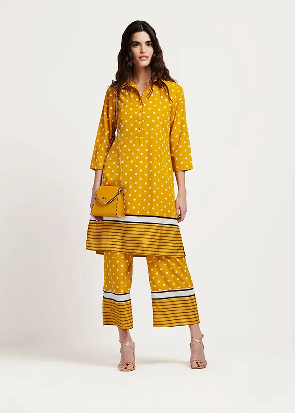 e-commerce completo camicione pantaloni giallo donna