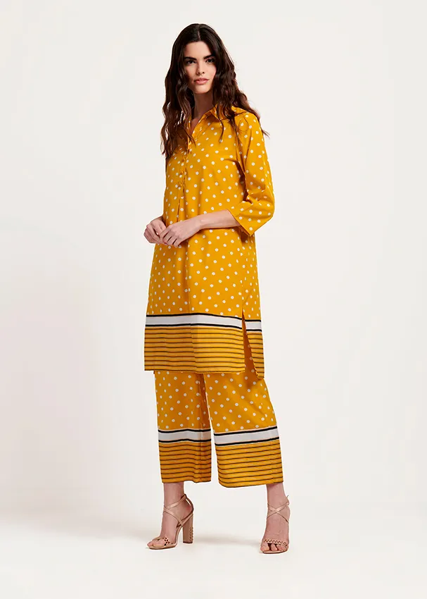 e-commerce completo camicione pantaloni giallo donna